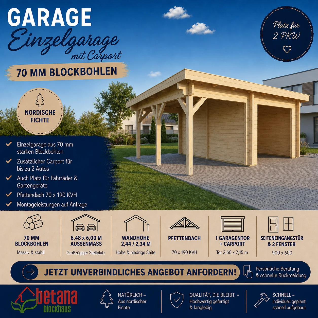 Einzelgarage mit Carport