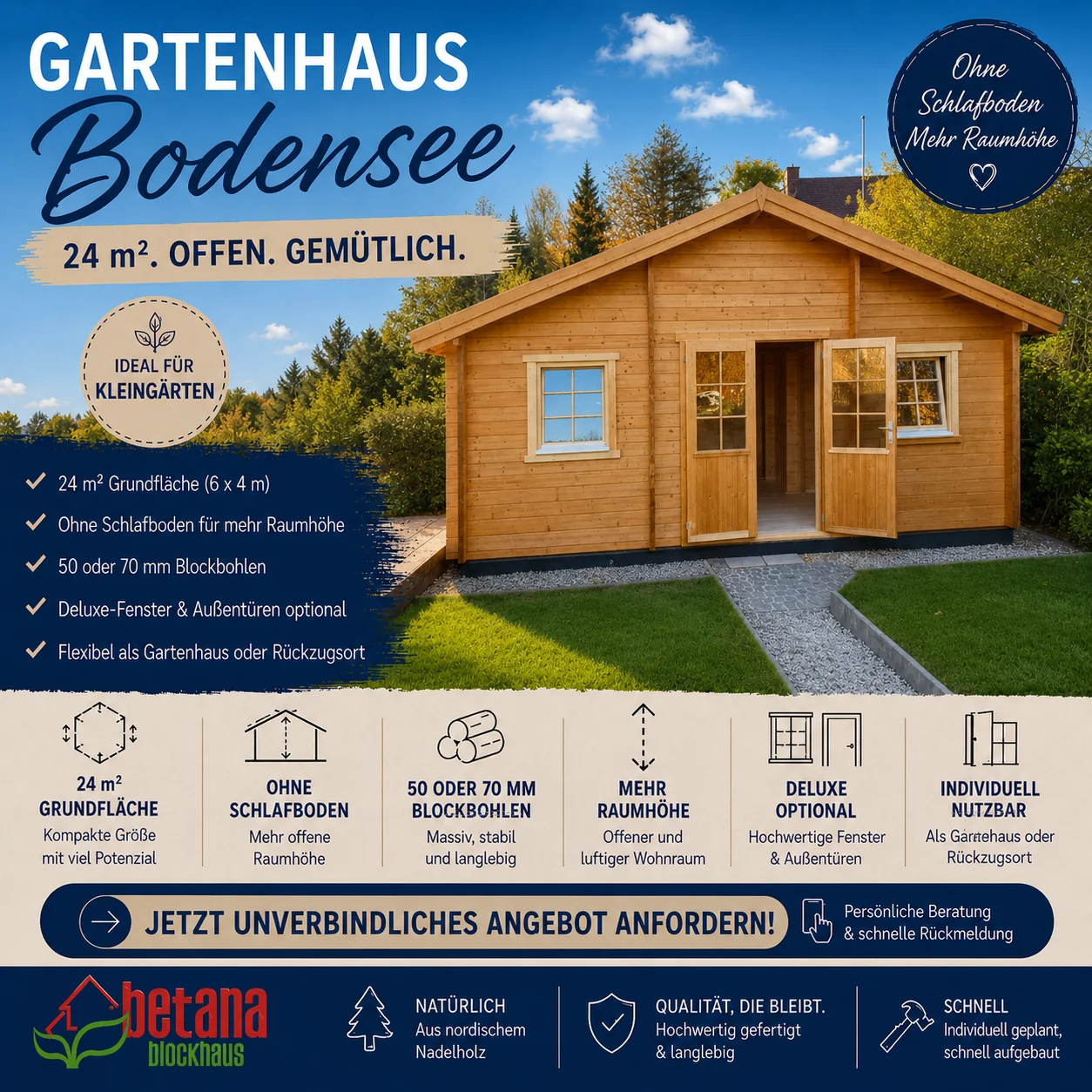 Gartenhaus Bodensee ohne Schlafboden