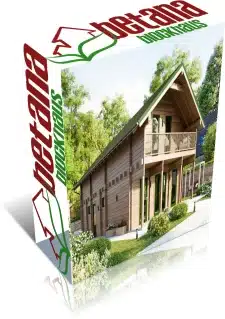 Eine Kiste mit einem Holzhaus darauf, inspiriert von traditionellen Wohnhäusern.